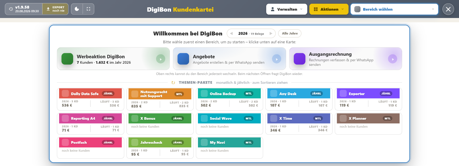 DigiBon Kundenkartei